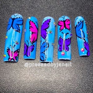 Butterfly xxl square press on nails